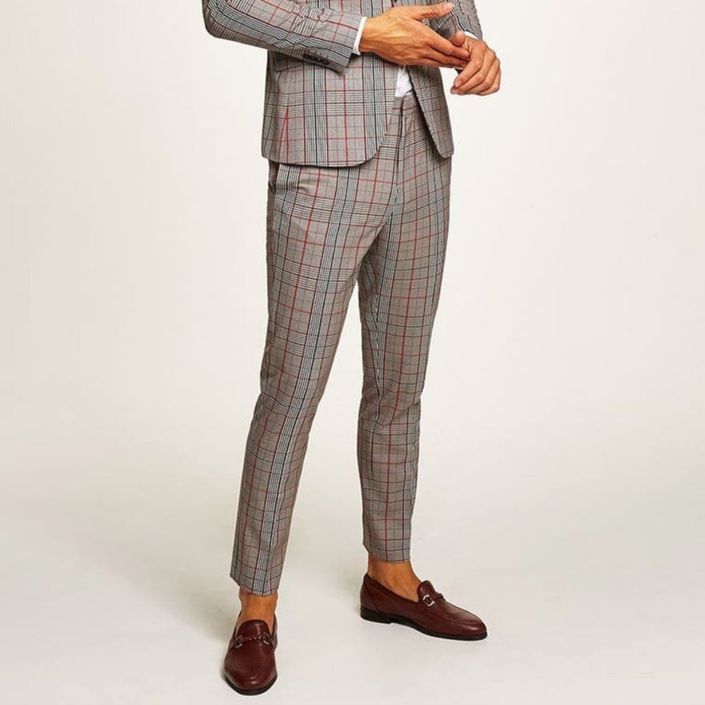 Topman Muscle Fit Check Trousers